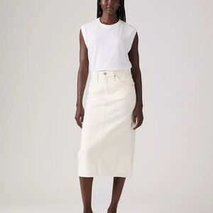 NWT denim winter white midi skirt size 25 New Year’s party glam boho edgy goth